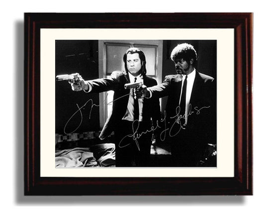 Pulp Fiction - John Travolta and Samuel L. Jackson - Royale with guns movie wall art 8x10 Beveled Frame