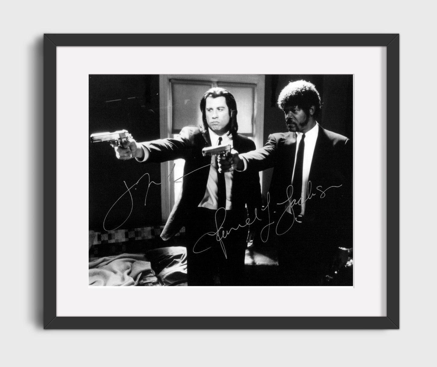 Pulp Fiction - John Travolta and Samuel L. Jackson - Royale with guns movie wall art 16x20 Gallery Frame