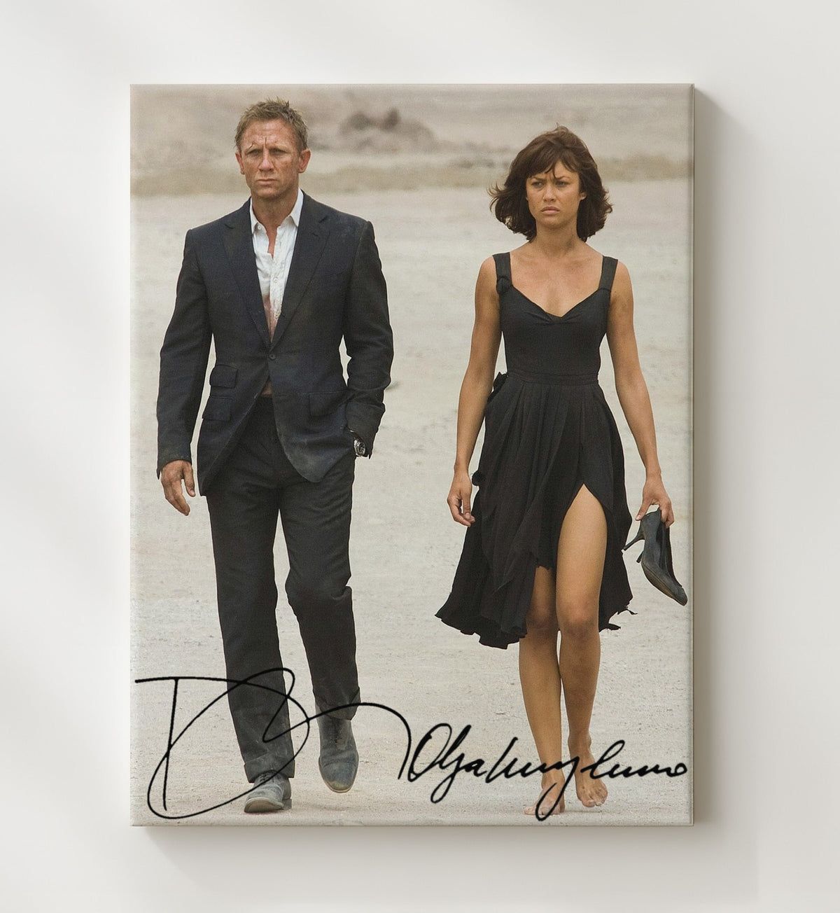 Quantum of Solace - Daniel Craig Olga Kurylenko Desert Mission Walk movie wall art 8x10 Beveled Frame