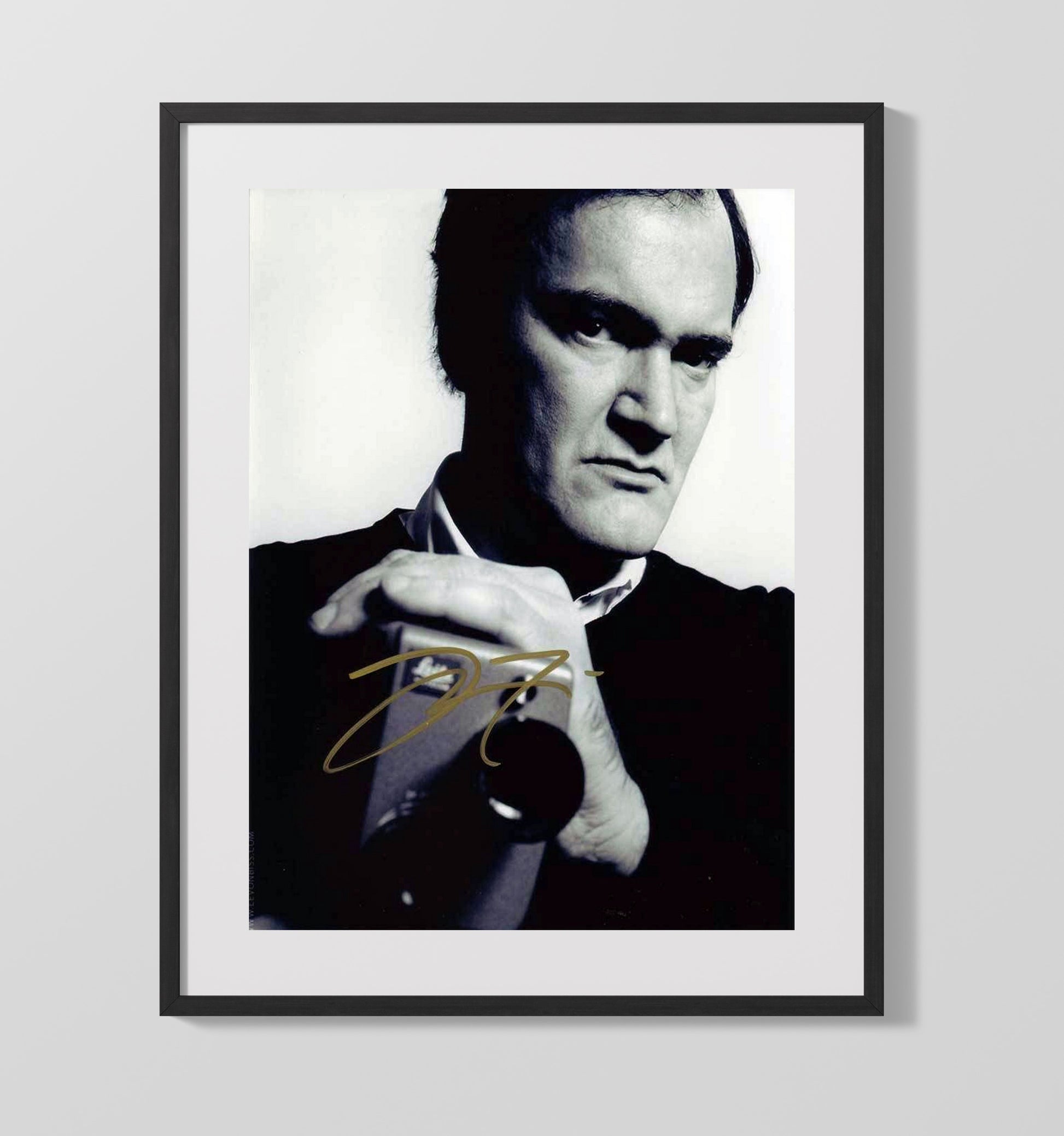 Quentin Tarantino - Director Holding Vintage Camera Intense Expression Vintage Movie Wall Art - 16x20 Gallery Frame movie decor