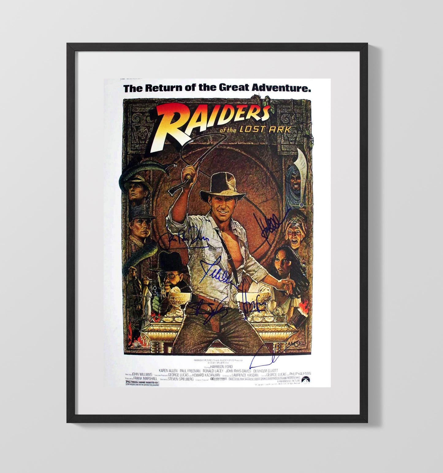 Raiders of the Lost Ark - Harrison Ford - Indiana JonesAdventure Poster Artwork Vintage Movie Wall Art - 16x20 Gallery Frame movie decor
