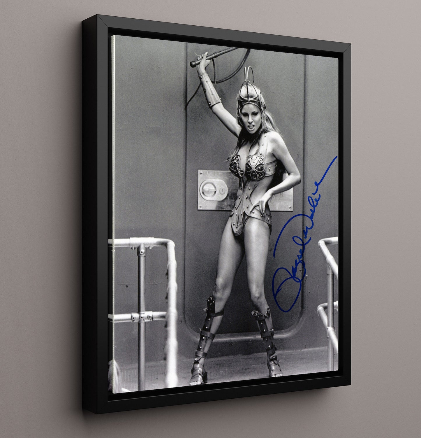 Raquel Welch - Fantasy Warrior Costume Whip Raised Character Photo Vintage Movie Wall Art - 16x20 Framed Canvas movie decor