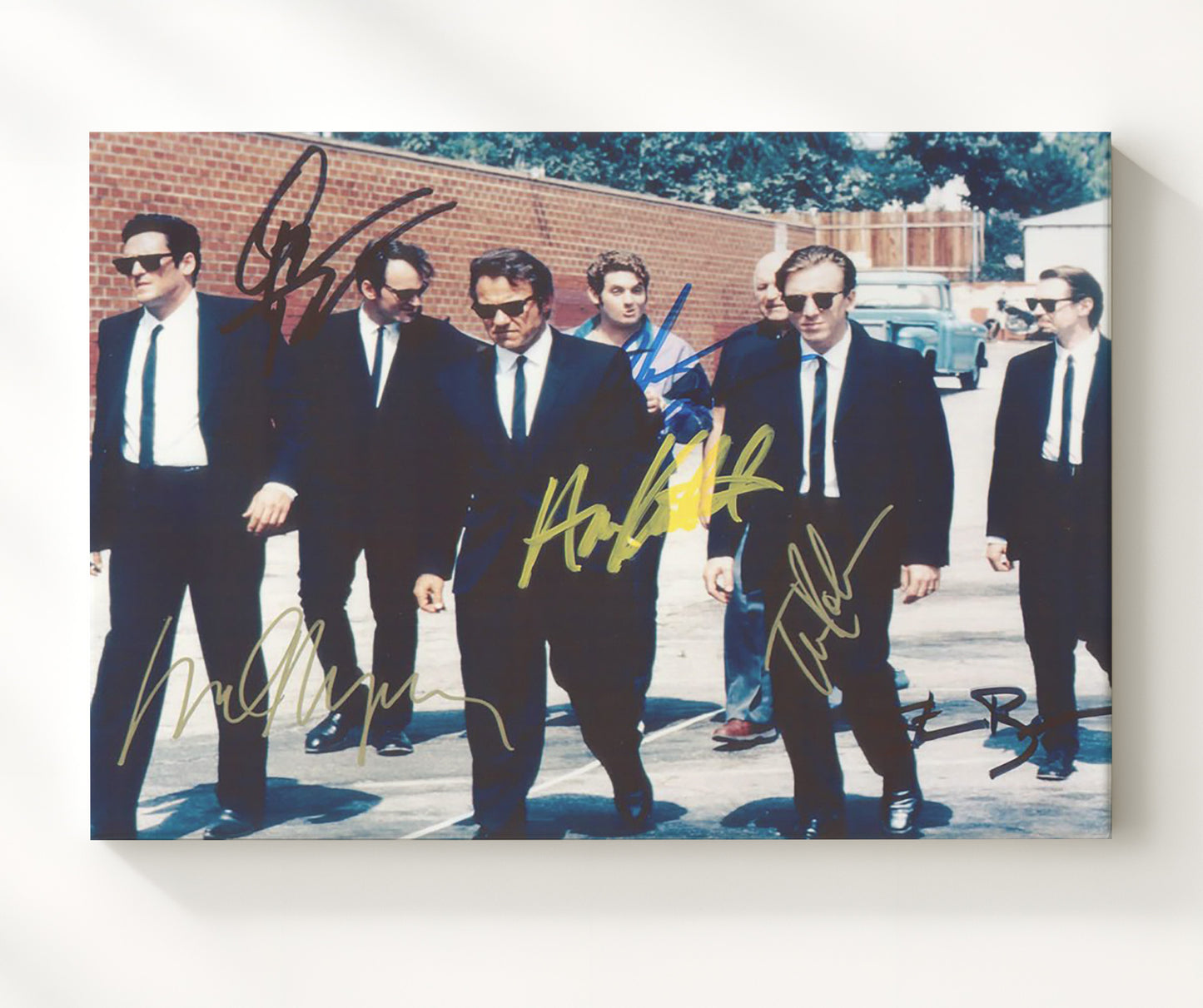 Reservoir Dogs - Keitel - White - Ensemble Cast Suits and Standoff Vintage Movie Wall Art - 20x24 Canvas movie decor