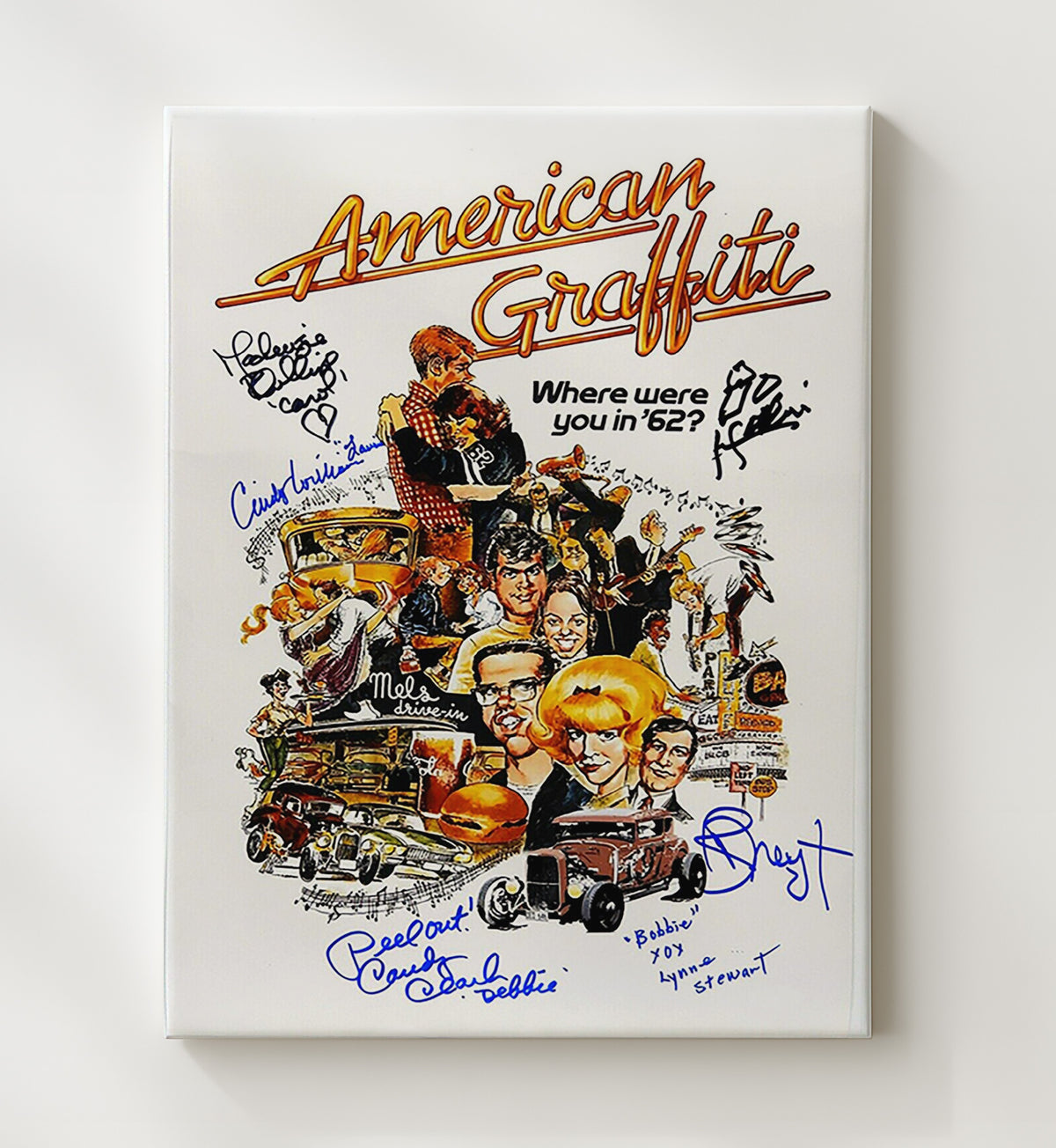 Richard Dreyfuss Ron Howard and Cast - American Graffiti Ensemble Cast Poster movie wall art 20x24 Canvas