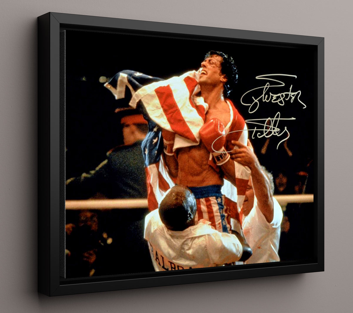 Rocky - Sylvester Stallone - Rocky - Stars and Stripes Victory movie wall art 16x20 Framed Canvas