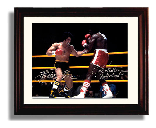 Rocky - Sylvester Stallone and Carl Weathers - Heavyweight showdown movie wall art 8x10 Beveled Frame
