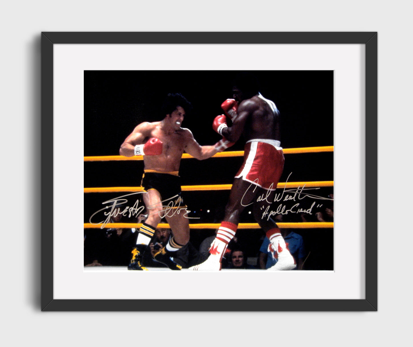 Rocky - Sylvester Stallone and Carl Weathers - Heavyweight showdown Vintage Movie Wall Art - 16x20 Gallery Frame movie decor