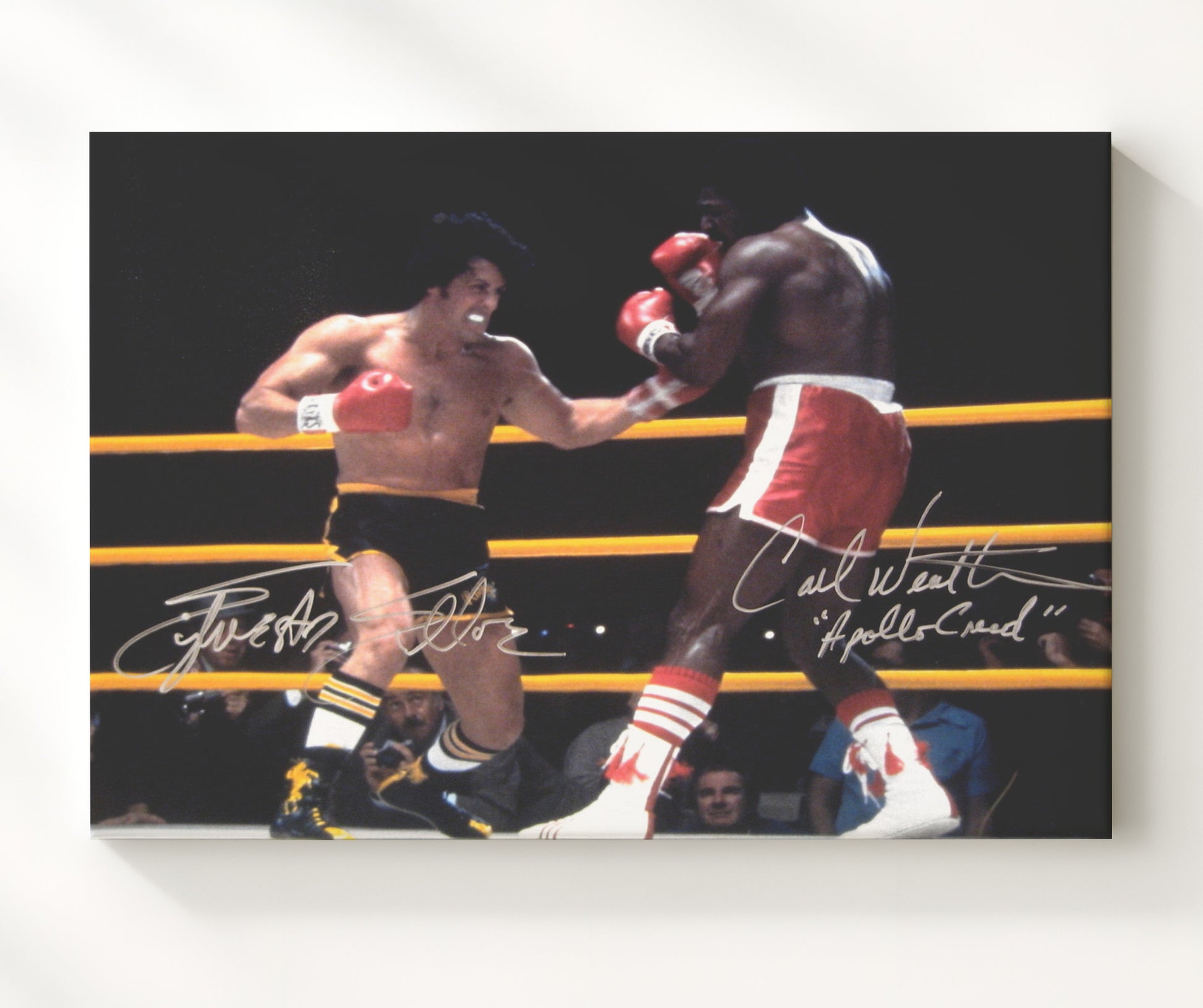Rocky - Sylvester Stallone and Carl Weathers - Heavyweight showdown Vintage Movie Wall Art - 20x24 Canvas movie decor