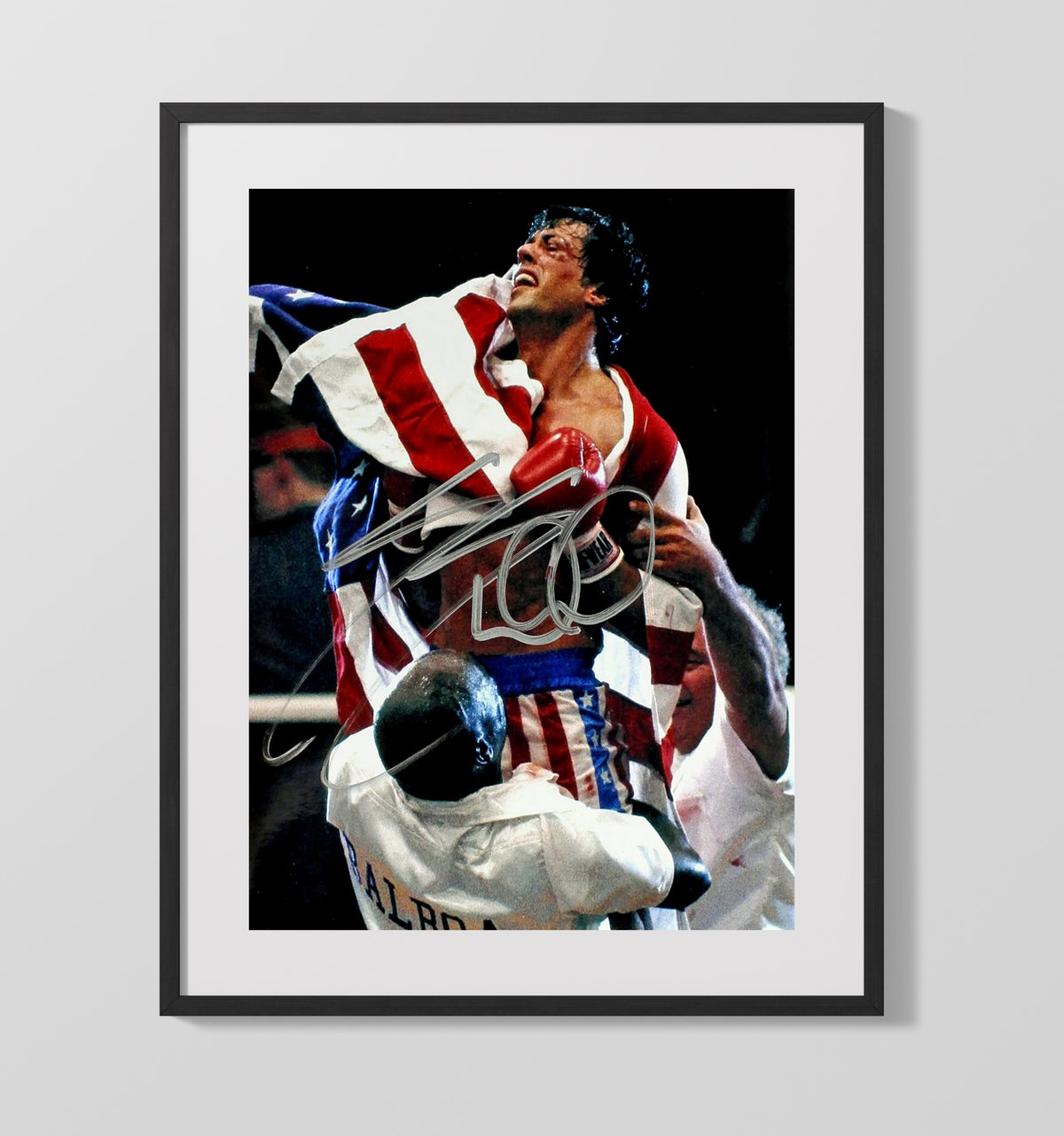 Rocky IV - Sylvester Stallone - Rocky Balboa - Victory Flag Embrace movie wall art 16x20 Gallery Frame