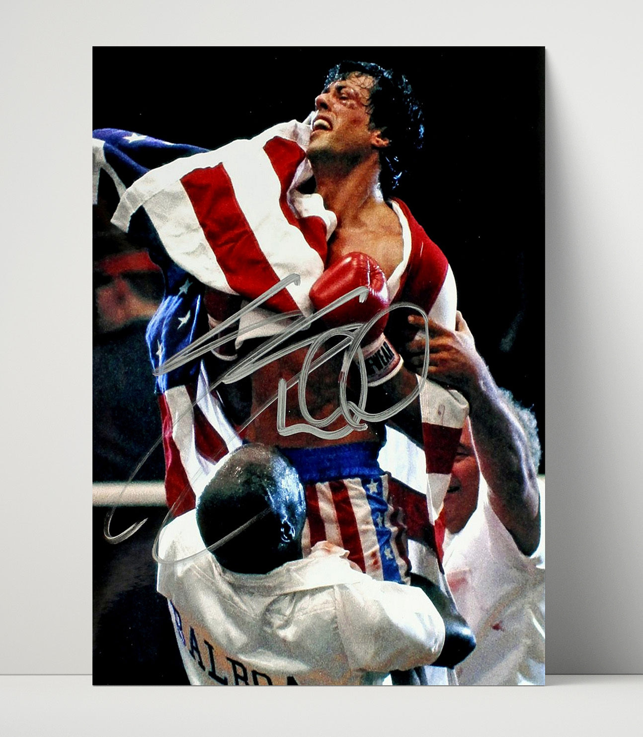 Rocky IV - Sylvester Stallone - Rocky Balboa - Victory Flag Embrace movie wall art 16x20 Unframed Print