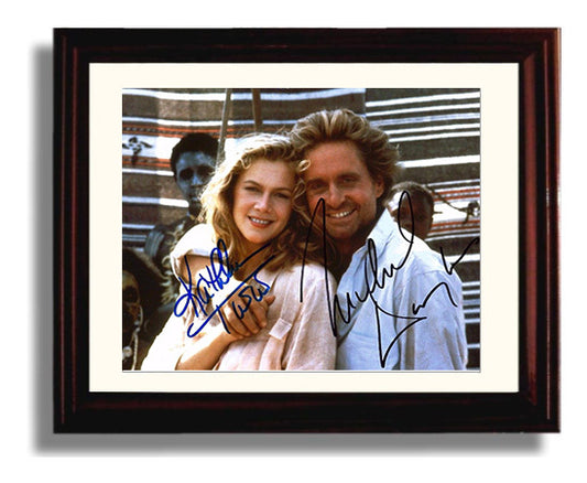 Romancing the Stone - Michael Douglas - Jack Colton - Kathleen Turner - Joan Wilder - Jungle embrace movie wall art 8x10 Beveled Frame