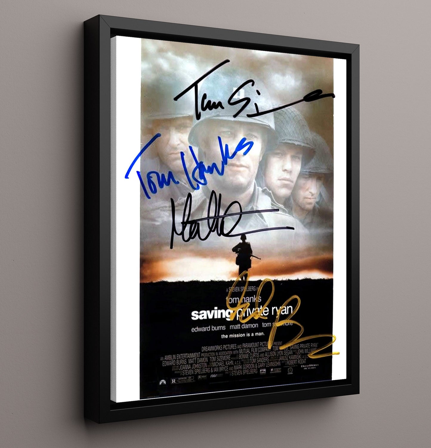 Saving Private Ryan - Ensemble Cast Wartime Brotherhood Photograph movie wall art 16x20 Framed Canvas