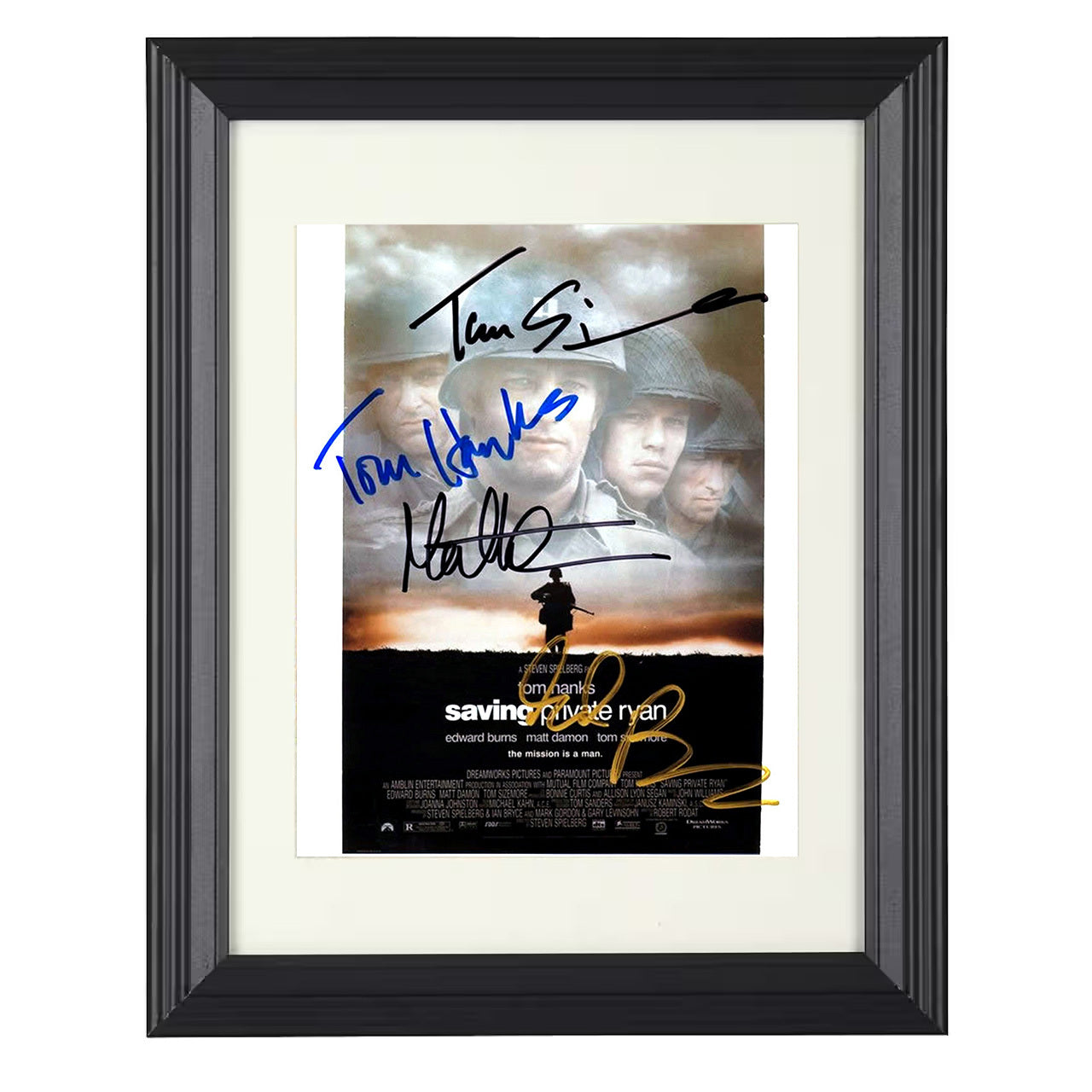 Saving Private Ryan – Cast Wartime Brotherhood Image – 8x10 black beveled framed movie wall art