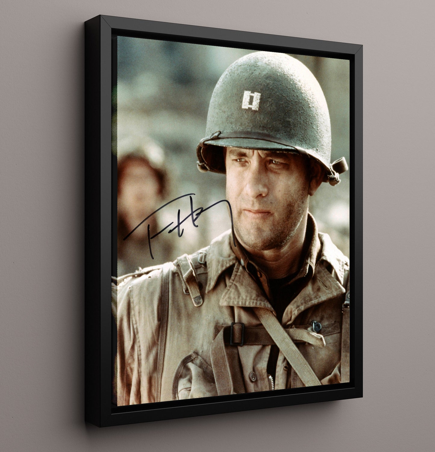 Saving Private Ryan - Tom Hanks - Captain Miller - Battlefield Resolve Close-Up movie wall art 16x20 Framed Canvas