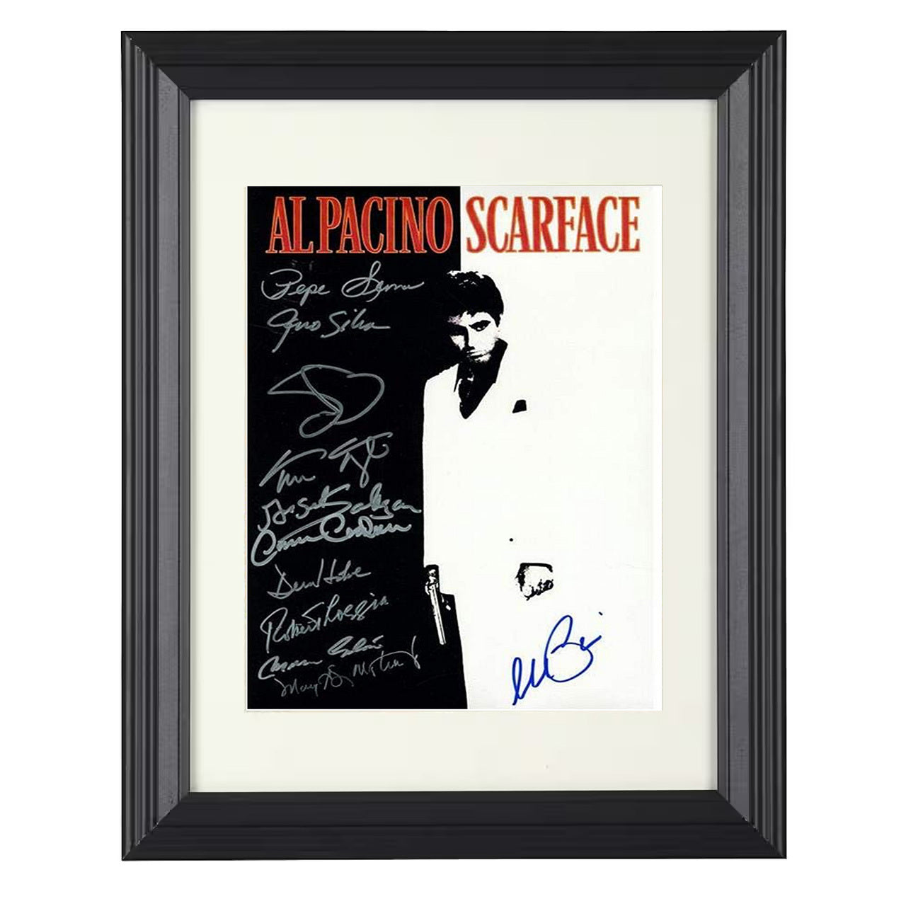 Scarface – Al Pacino Tony Montana Monochrome Gangster Pose – 8x10 black beveled framed movie wall art