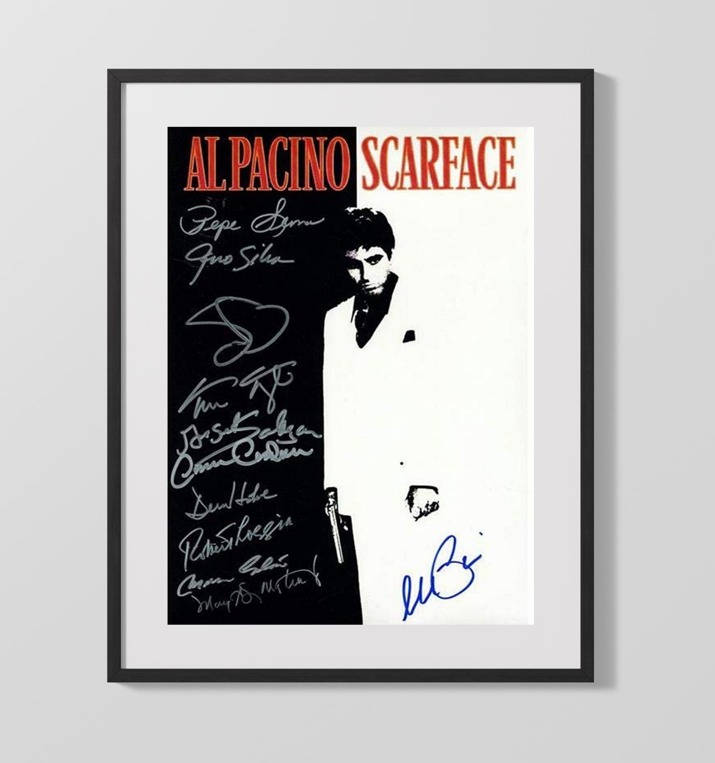 Scarface - Al Pacino Tony Montana Iconic Black-and-White Gangster Pose movie wall art 16x20 Gallery Frame