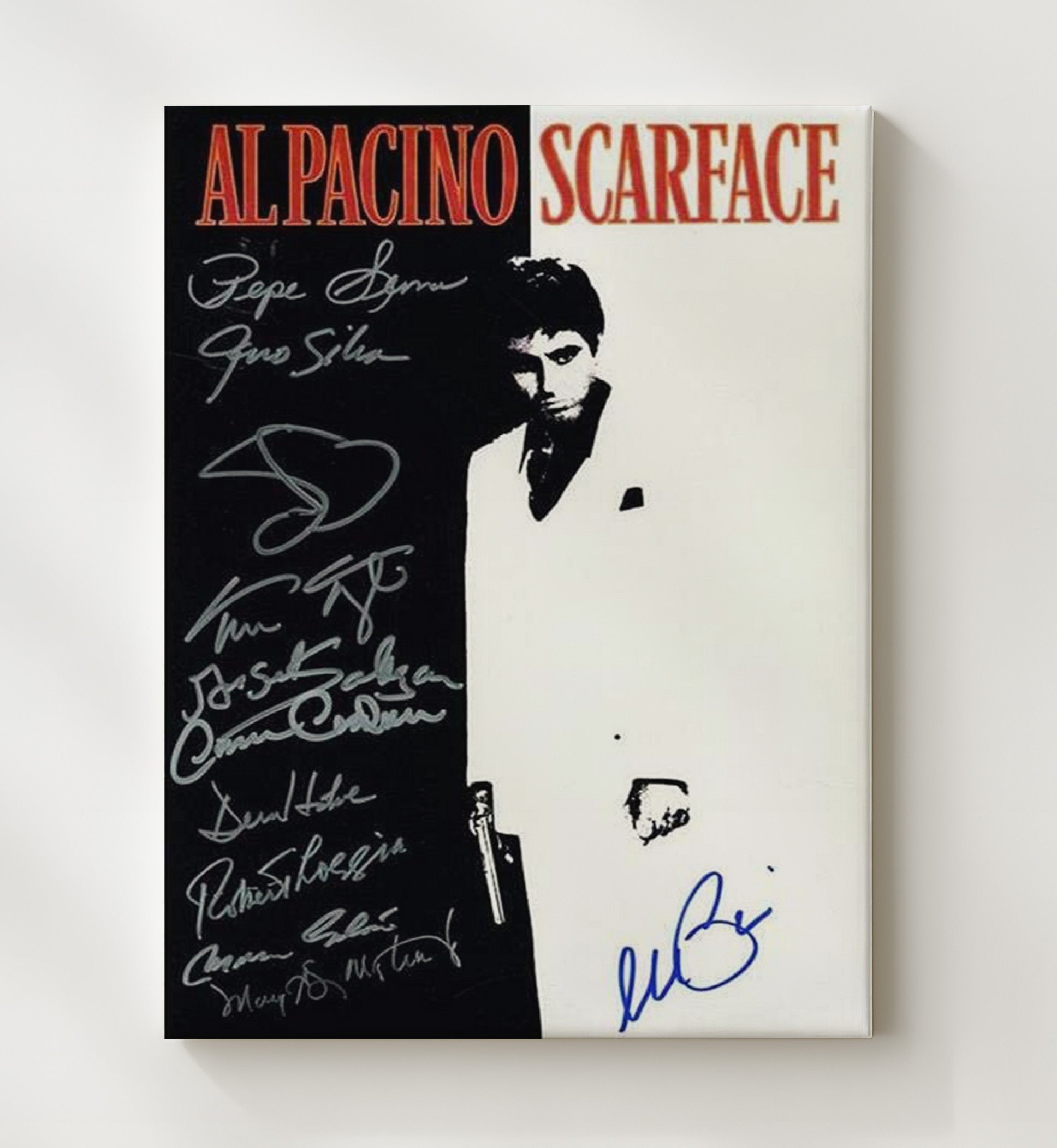 Scarface - Al Pacino Tony Montana Iconic Black-and-White Gangster Pose movie wall art 20x24 Canvas