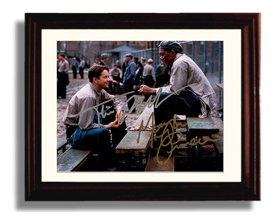 Shawshank Redemption - Tim Robbins - Andy - and Morgan Freeman - Red - Prison Yard Chess movie wall art 8x10 Beveled Frame