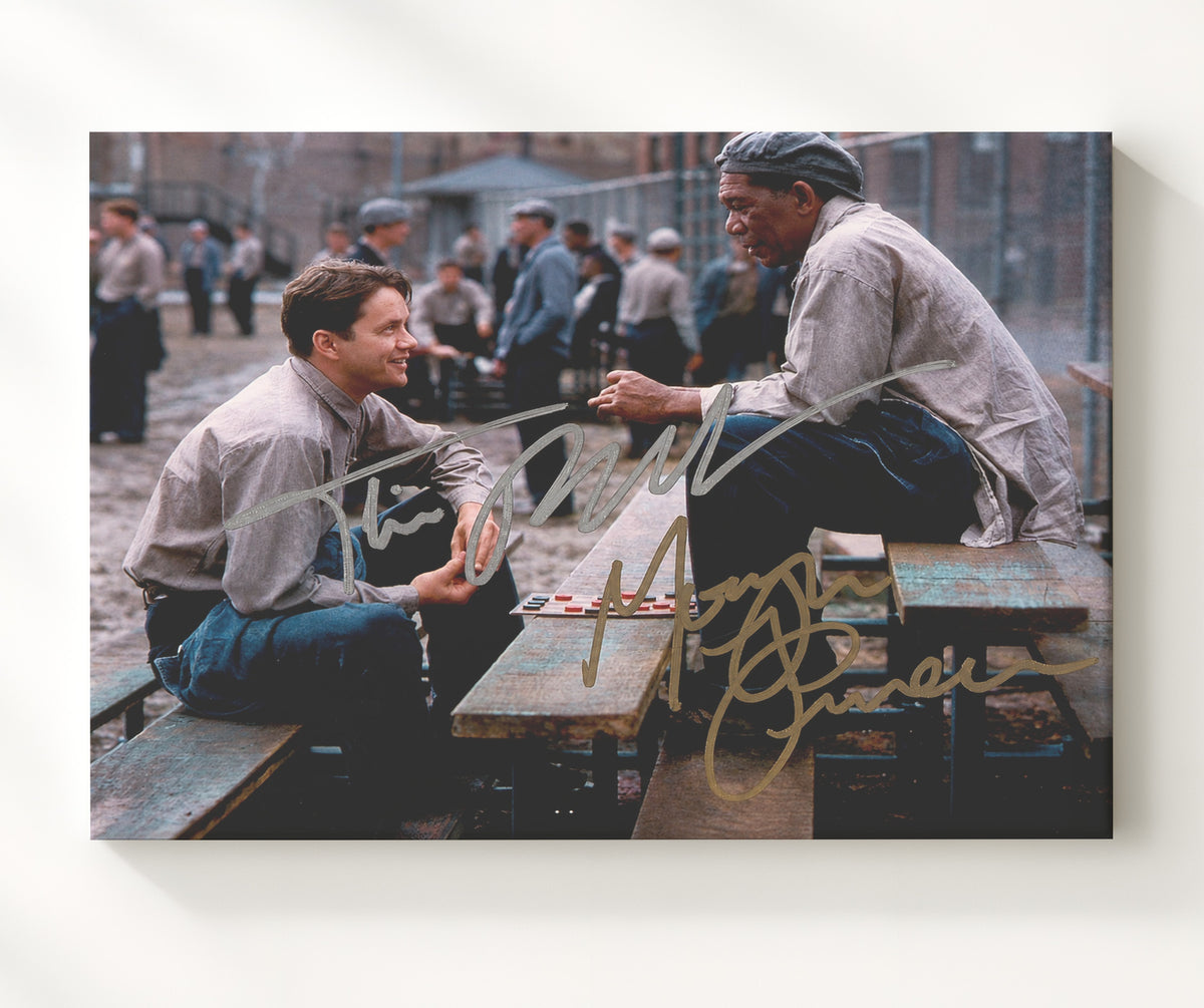 Shawshank Redemption - Tim Robbins - Andy - and Morgan Freeman - Red - Prison Yard Chess movie wall art 20x24 Canvas