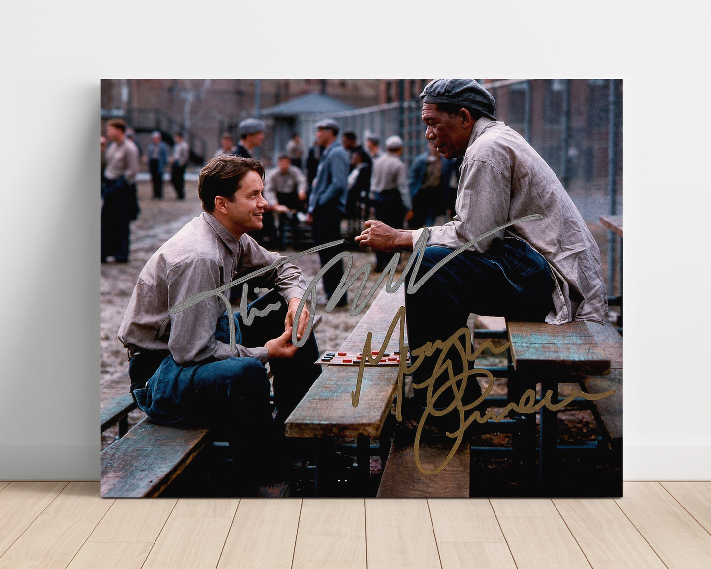 Shawshank Redemption - Tim Robbins - Andy - and Morgan Freeman - Red - Prison Yard Chess movie wall art 16x20 Unframed Print