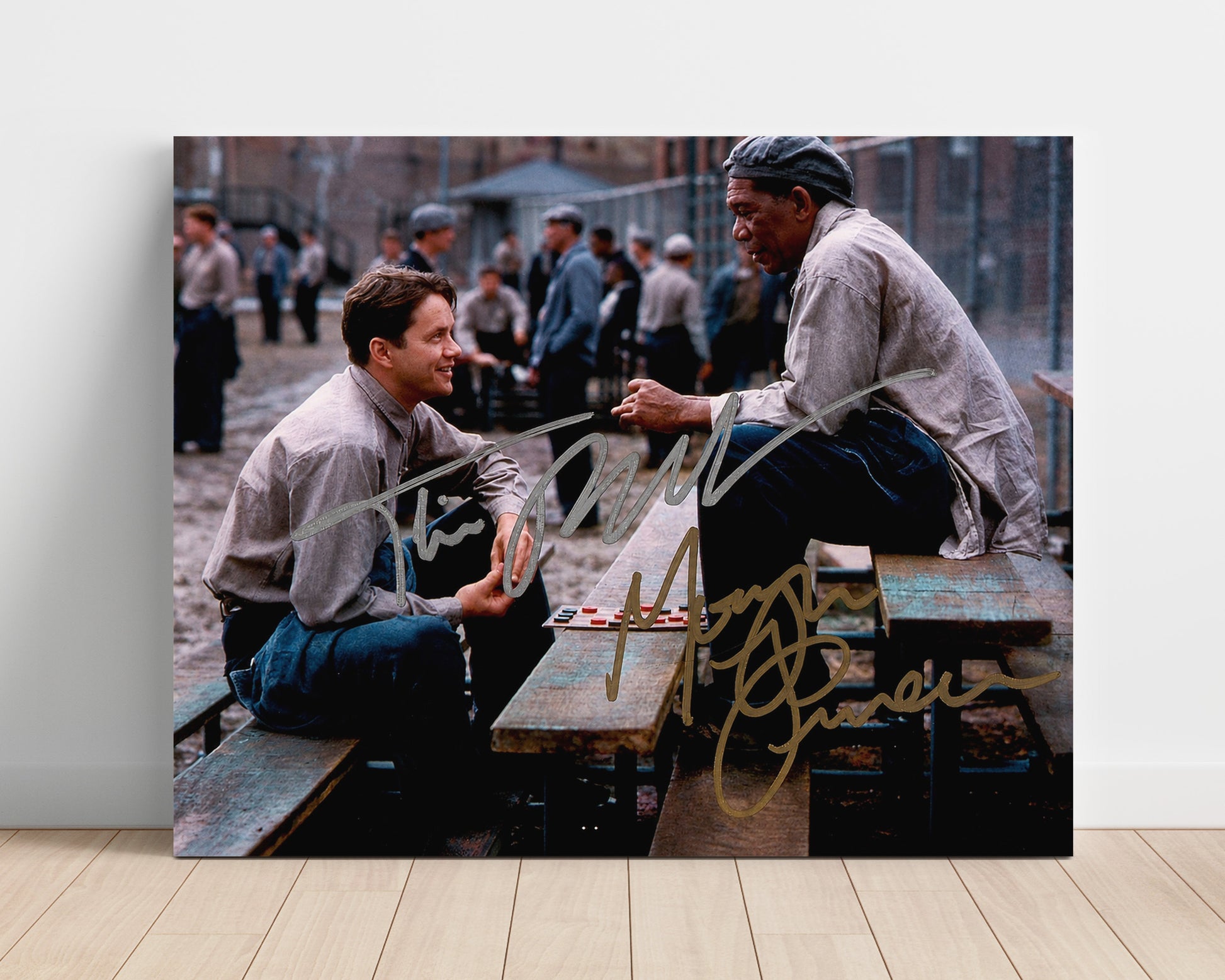 Shawshank Redemption - Tim Robbins - Andy - and Morgan Freeman - Red - Prison Yard Chess movie wall art 16x20 Unframed Print