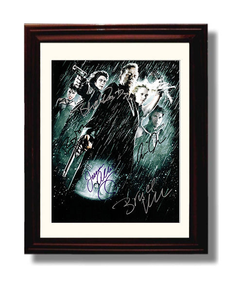 Sin City - Ensemble Cast Rain Soaked Gunfight movie wall art 8x10 Beveled Frame
