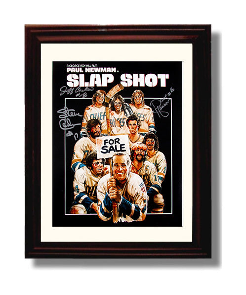 Slap Shot - Steve Carlson Jeff Carlson Dave Hanson - Hanson Brothers - Hockey Chaos Lineup movie wall art 8x10 Beveled Frame