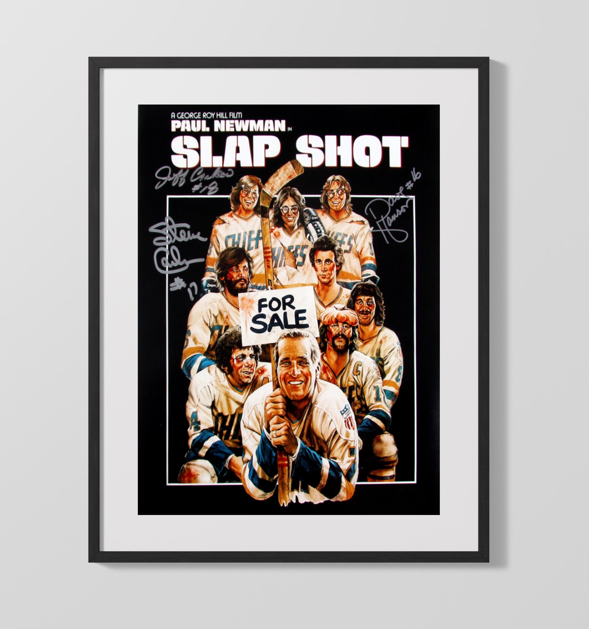 Slap Shot - Steve Carlson Jeff Carlson Dave Hanson - Hanson Brothers - Hockey Chaos Lineup movie wall art 16x20 Gallery Frame