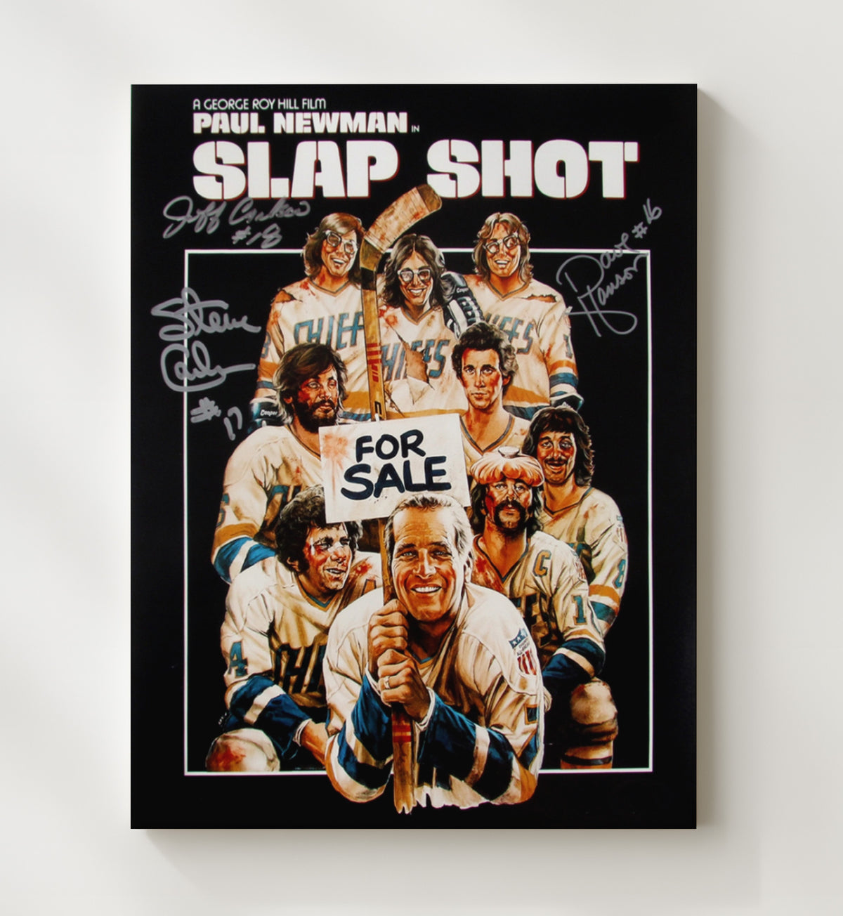 Slap Shot - Steve Carlson Jeff Carlson Dave Hanson - Hanson Brothers - Hockey Chaos Lineup movie wall art 20x24 Canvas