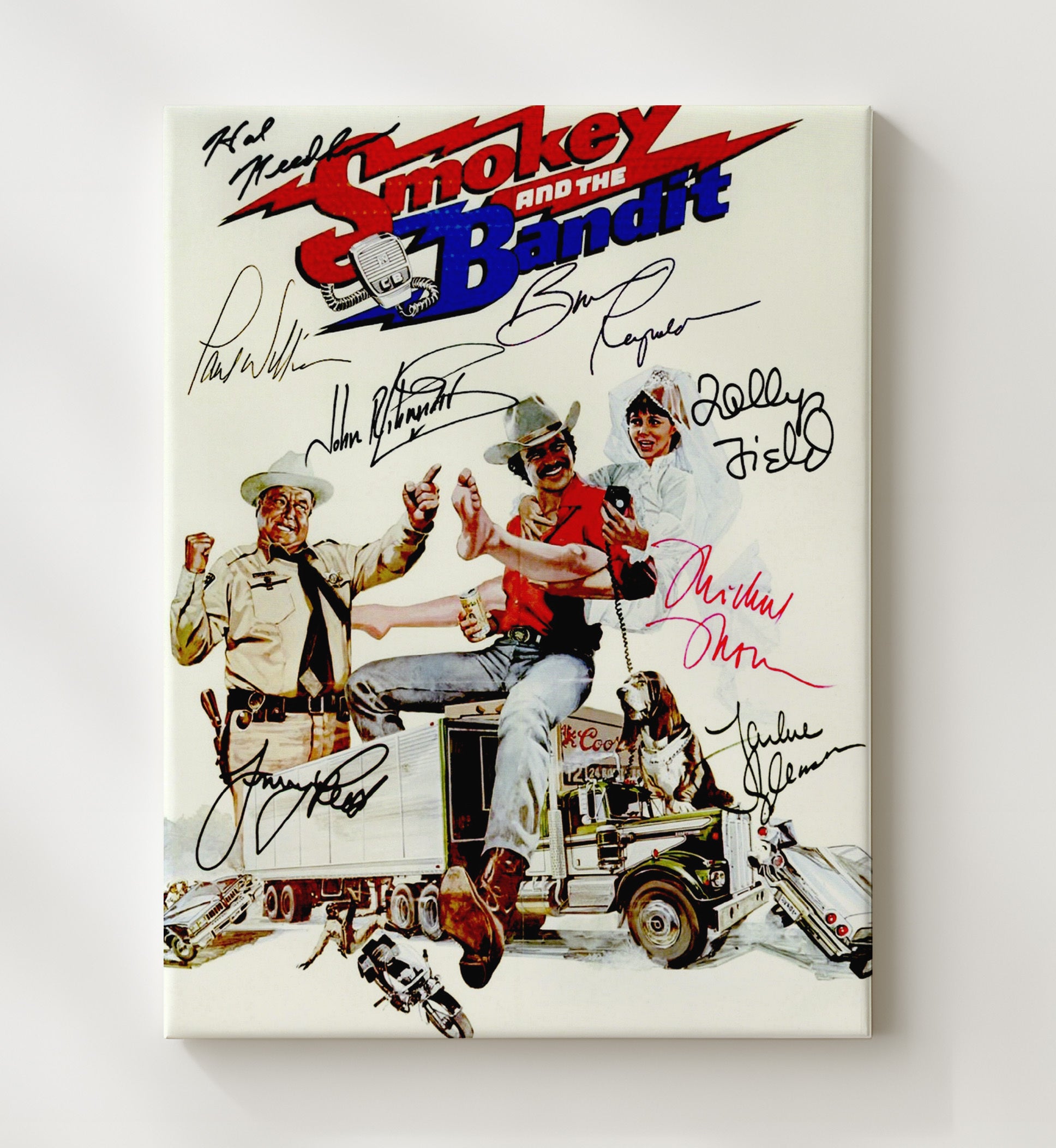 Smokey and the Bandit - Signed Poster Vintage Movie Wall Art - 20x24 Canvas movie decor