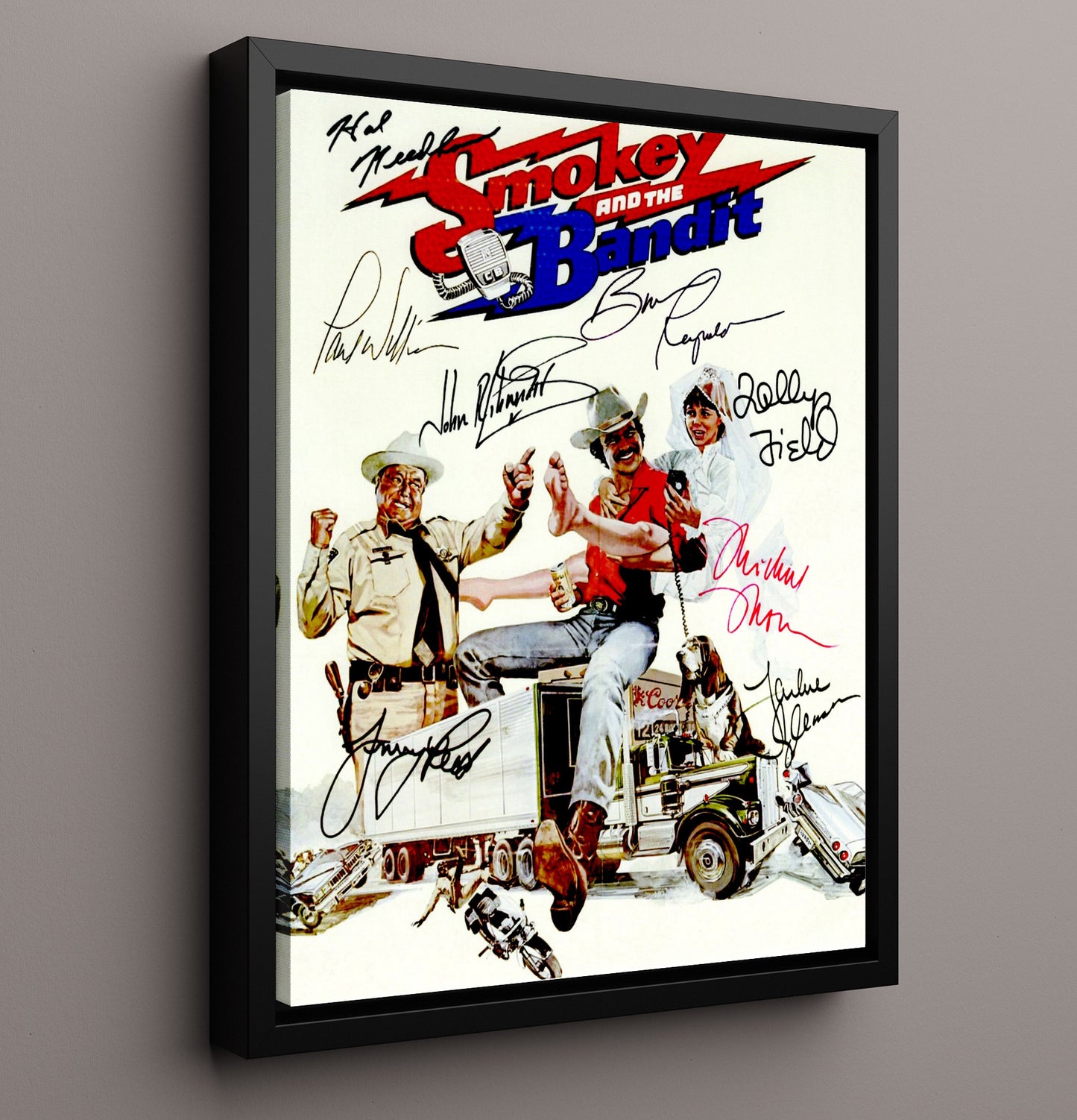 Smokey and the Bandit - Signed Poster movie wall art 16x20 Framed Canvas