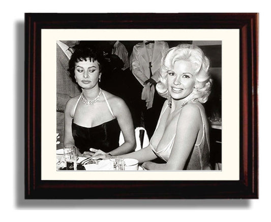 Sophia Loren and Jayne Mansfield - Side-eye legend movie wall art 8x10 Beveled Frame