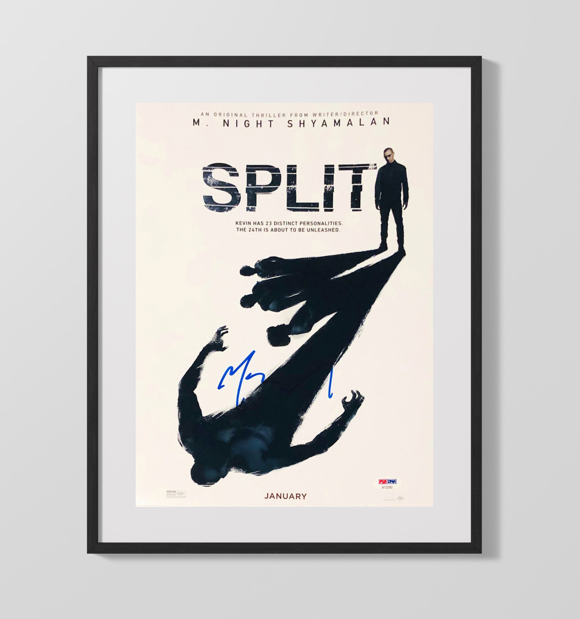 Split - M Night Shyamalan Thriller Poster Signed Vintage Movie Wall Art - 16x20 Gallery Frame movie decor