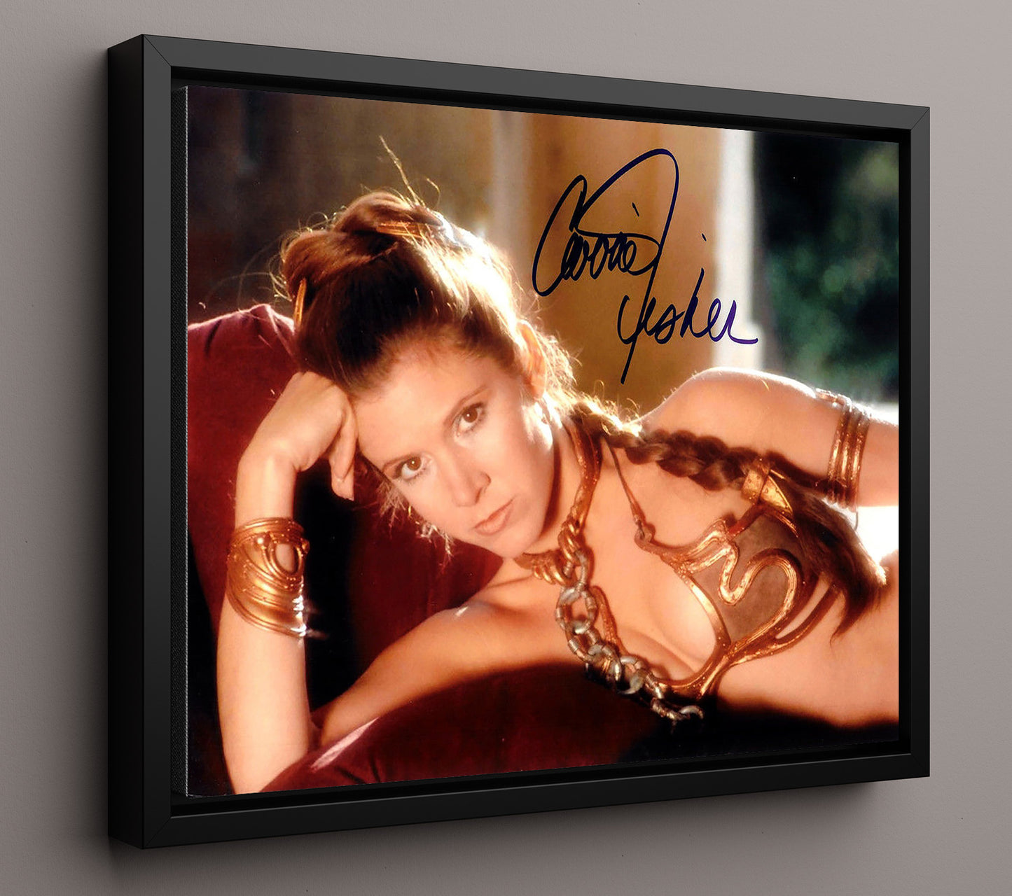 Star Wars - Carrie Fisher - Princess Leia - Blaster ready defiance Vintage Movie Wall Art - 16x20 Framed Canvas movie decor