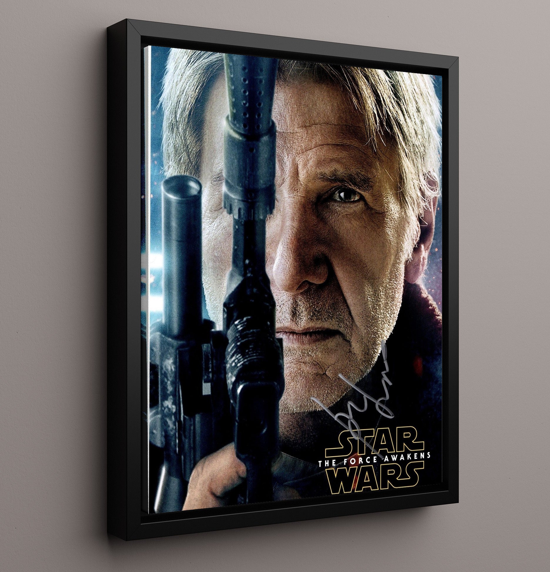 Star Wars - Harrison Ford - Han Solo - Blaster-Wielding Smuggler movie wall art 16x20 Framed Canvas