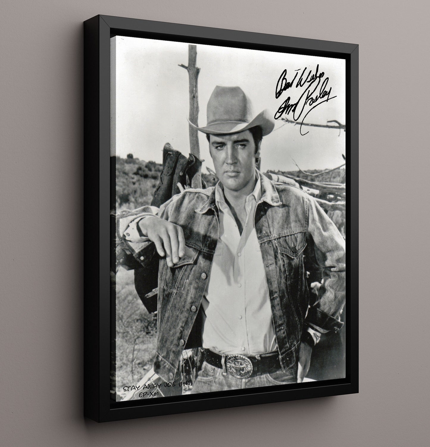 Stay Away Joe - Elvis Presley Cowboy Western Still.jpg movie wall art 16x20 Framed Canvas
