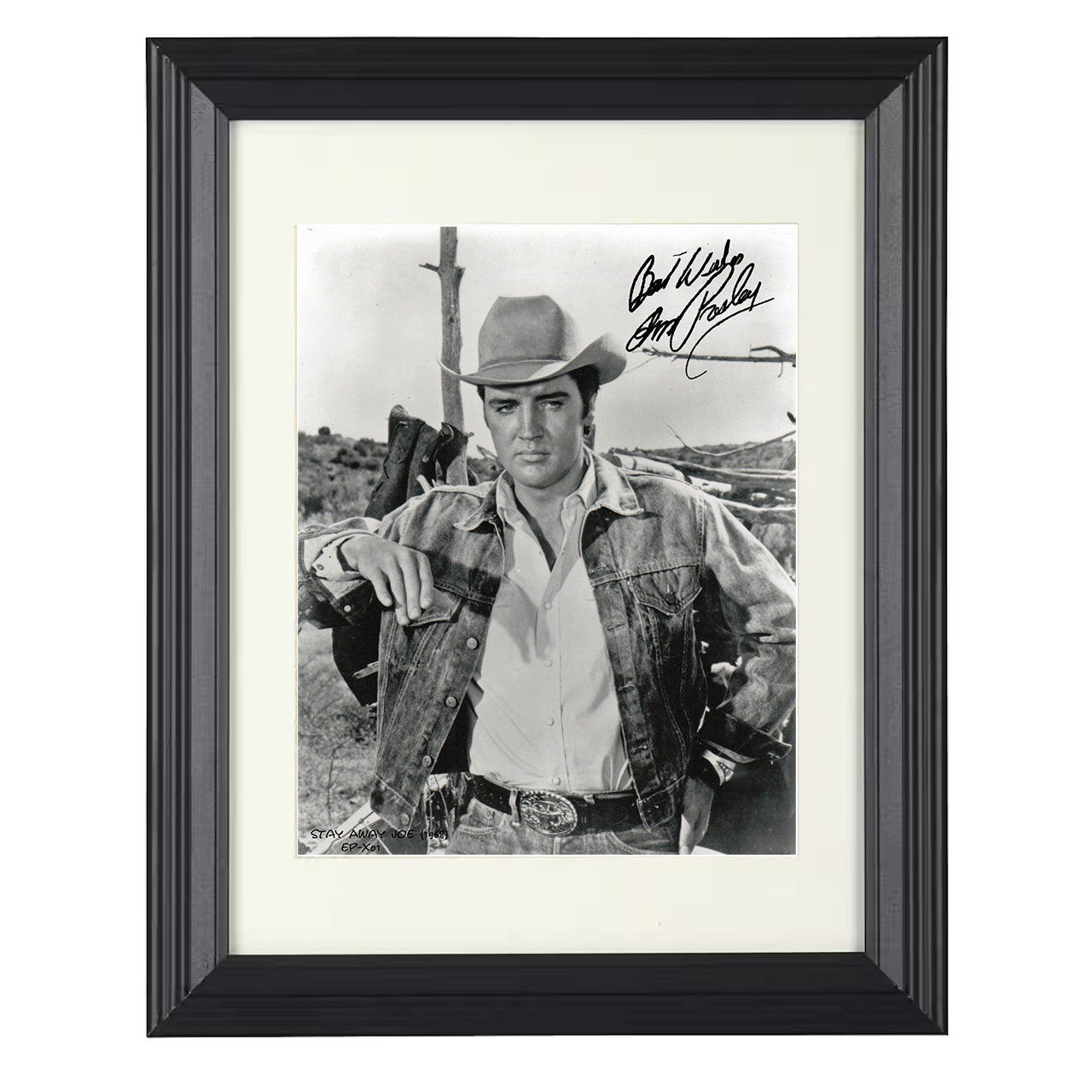 Stay Away Joe – Elvis Presley Cowboy Western Still – 8x10 black beveled framed movie wall art
