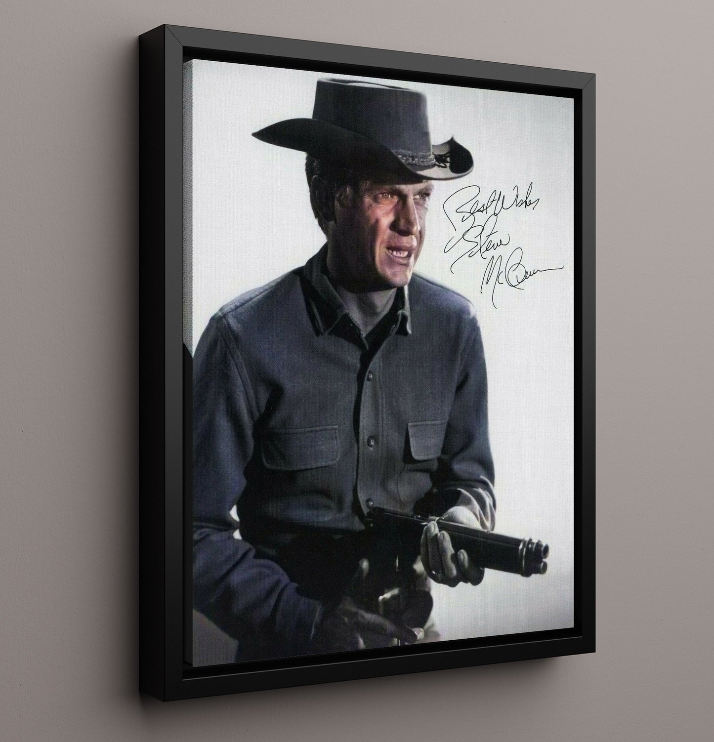 Steve McQueen - Cowboy Cool movie wall art 16x20 Framed Canvas