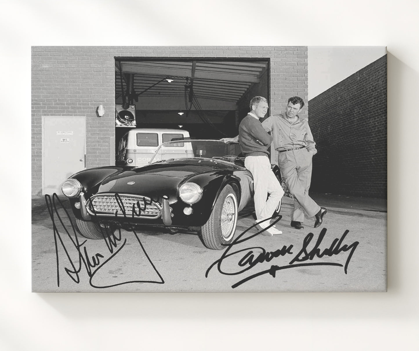 Steve McQueen and Carroll Shelby - Cool cars and cooler guys movie wall art 20x24 Canvas
