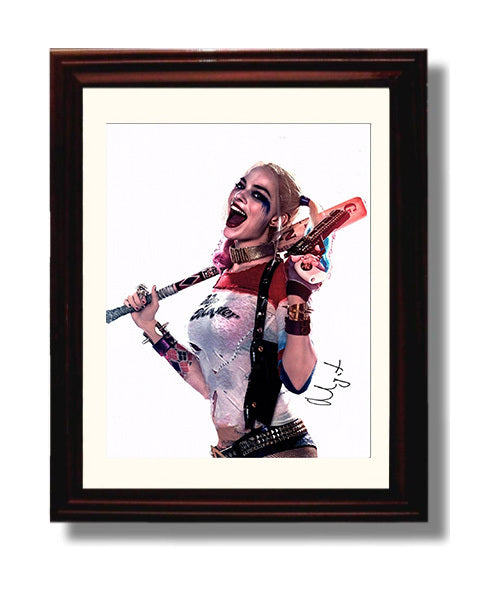 Suicide Squad - Margot Robbie - Harley Quinn - Baseball Bat Rebel Grin Signed movie wall art 8x10 Beveled Frame