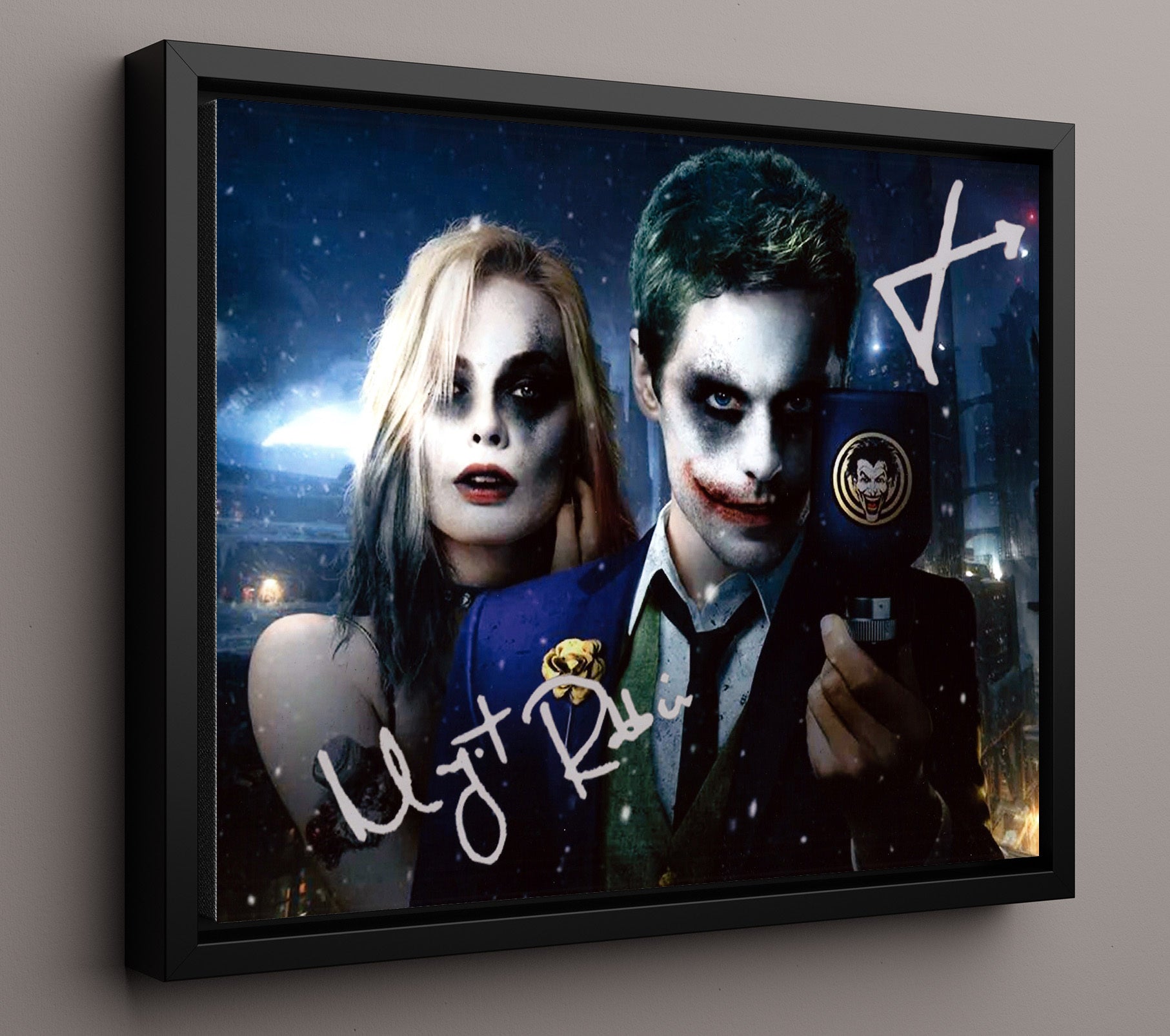 Suicide Squad - Margot Robbie - Harley - and Jared Leto - Joker - Twisted Sweethearts Vintage Movie Wall Art - 16x20 Framed Canvas movie decor
