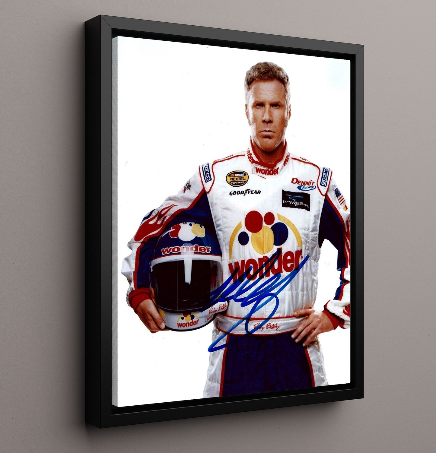 Talladega Nights - Will Ferrell - Ricky Bobby - Wonder Bread Racer Pose movie wall art 16x20 Framed Canvas