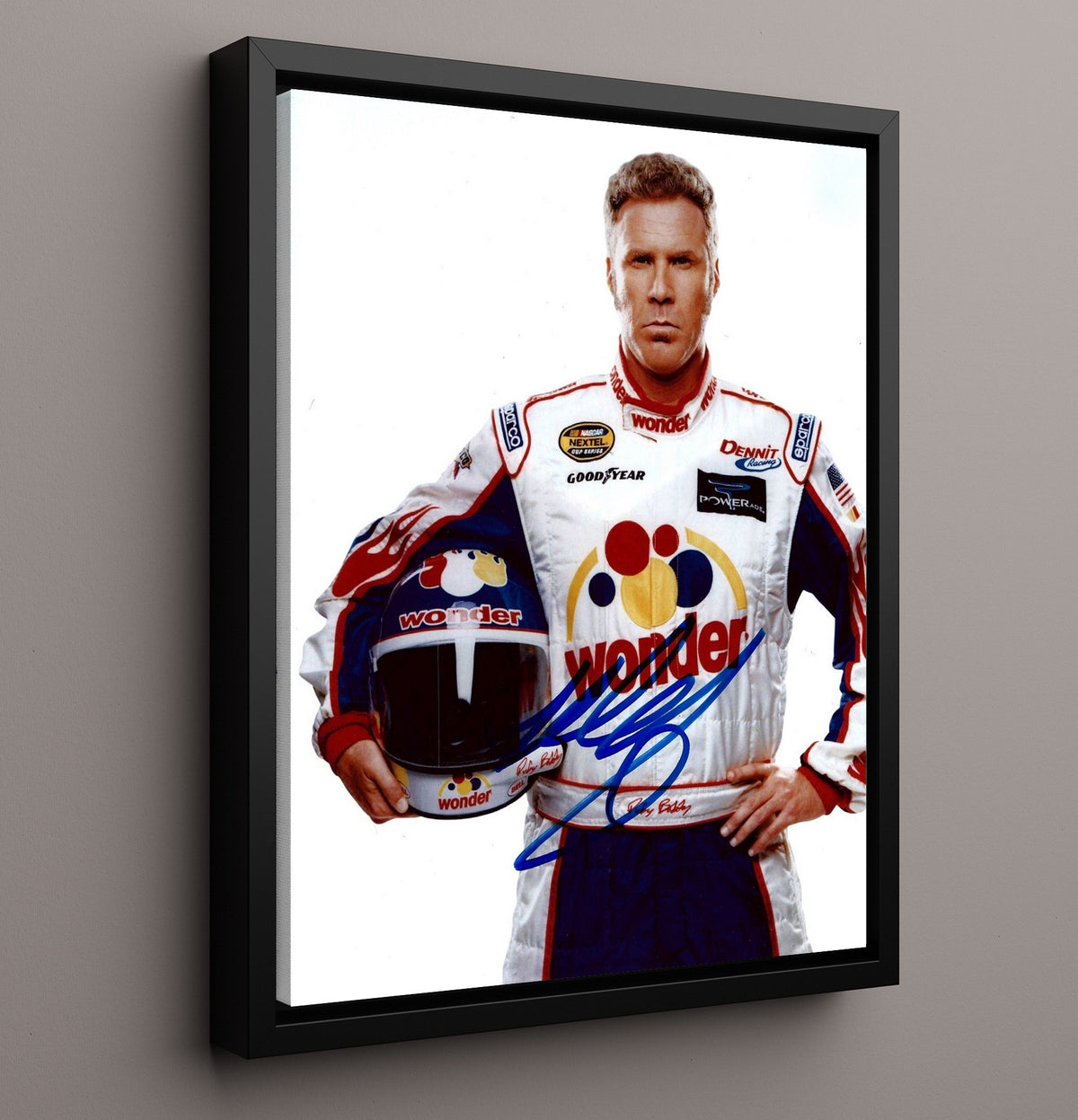 Talladega Nights - Will Ferrell - Ricky Bobby - Wonder Bread Racer Pose movie wall art 16x20 Framed Canvas