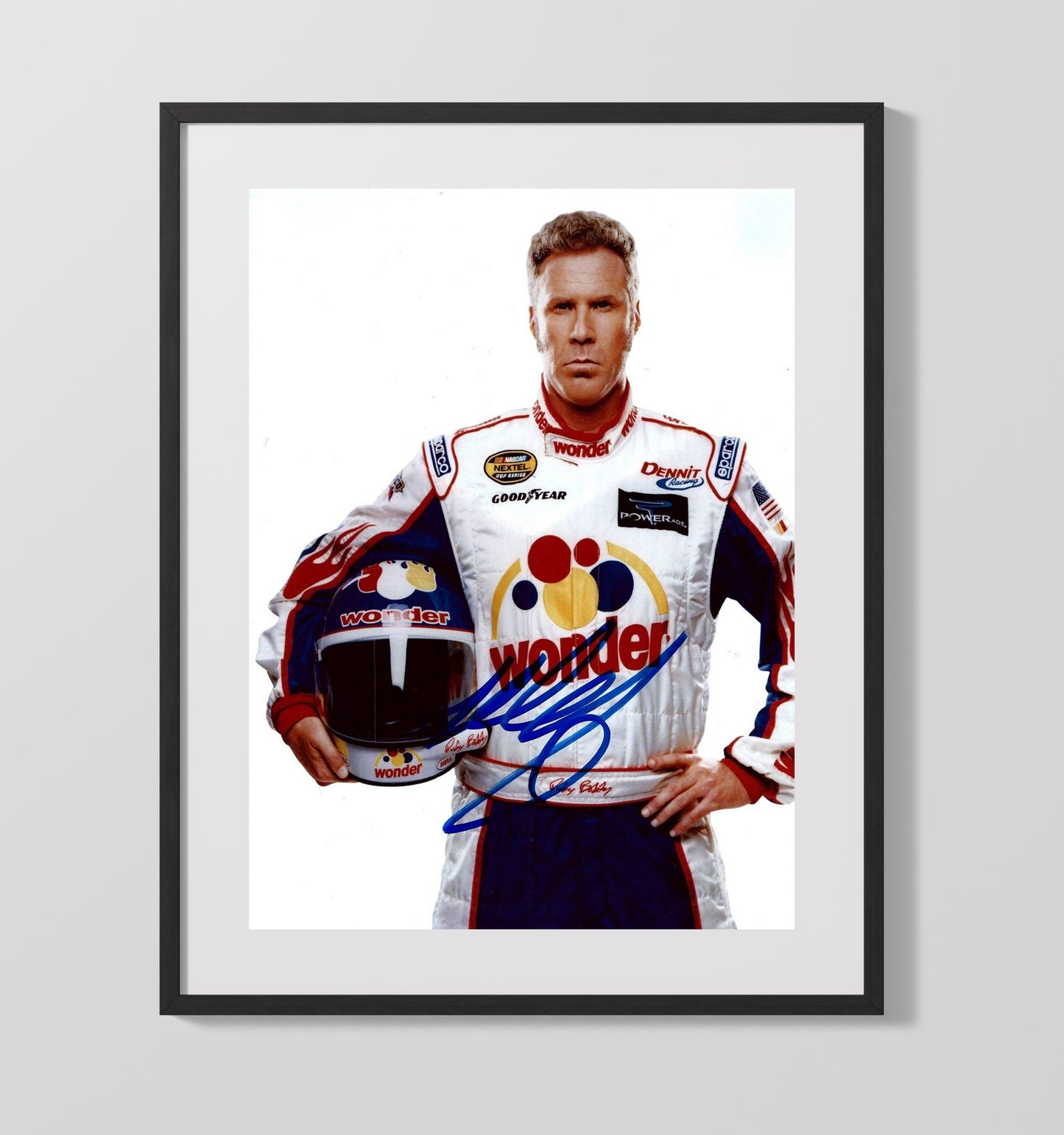 Talladega Nights - Will Ferrell - Ricky Bobby - Wonder Bread Racer Pose movie wall art 16x20 Gallery Frame