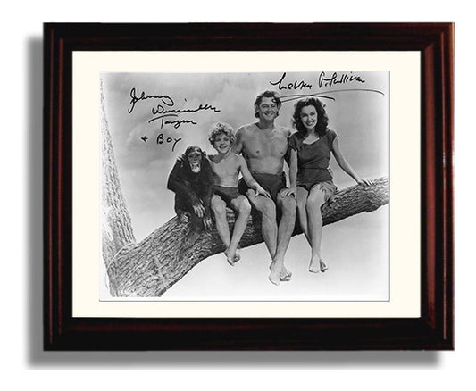 Tarzan - Johnny Weissmuller - Tarzan - and Maureen OSullivan - Jane - Jungle branch companionship movie wall art 8x10 Beveled Frame