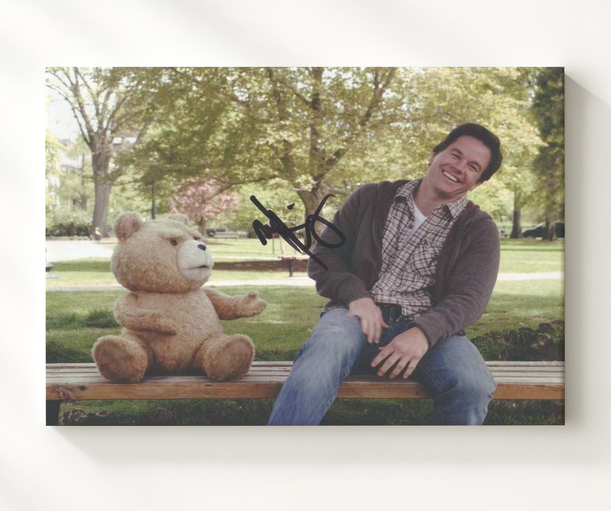 Ted - Mark Wahlberg - John Bennett - Bench banter absurd friendship moment movie wall art 20x24 Canvas