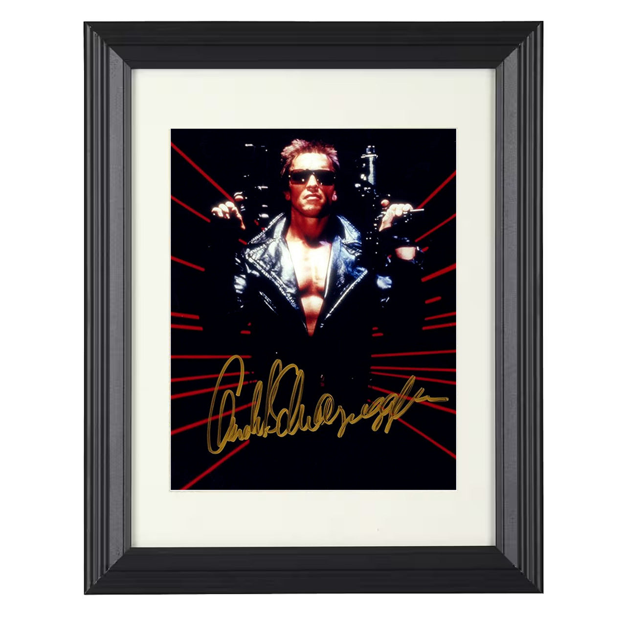 Terminator 2 – Red Laser Background – 8x10 black beveled framed movie wall art