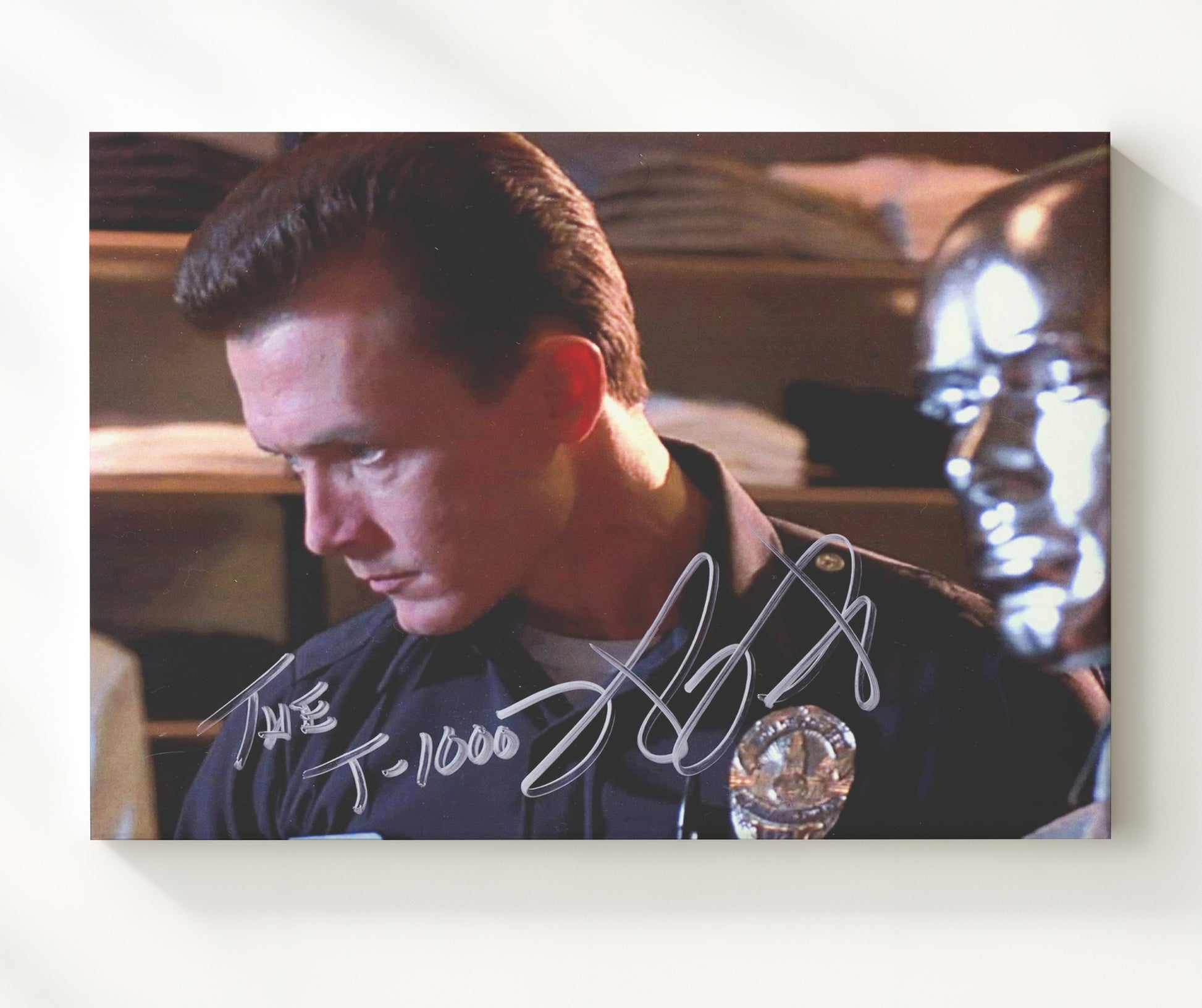 Terminator 2 - Robert Patrick - T-1000 - Cop Reflection Scene Vintage Movie Wall Art - 20x24 Canvas movie decor