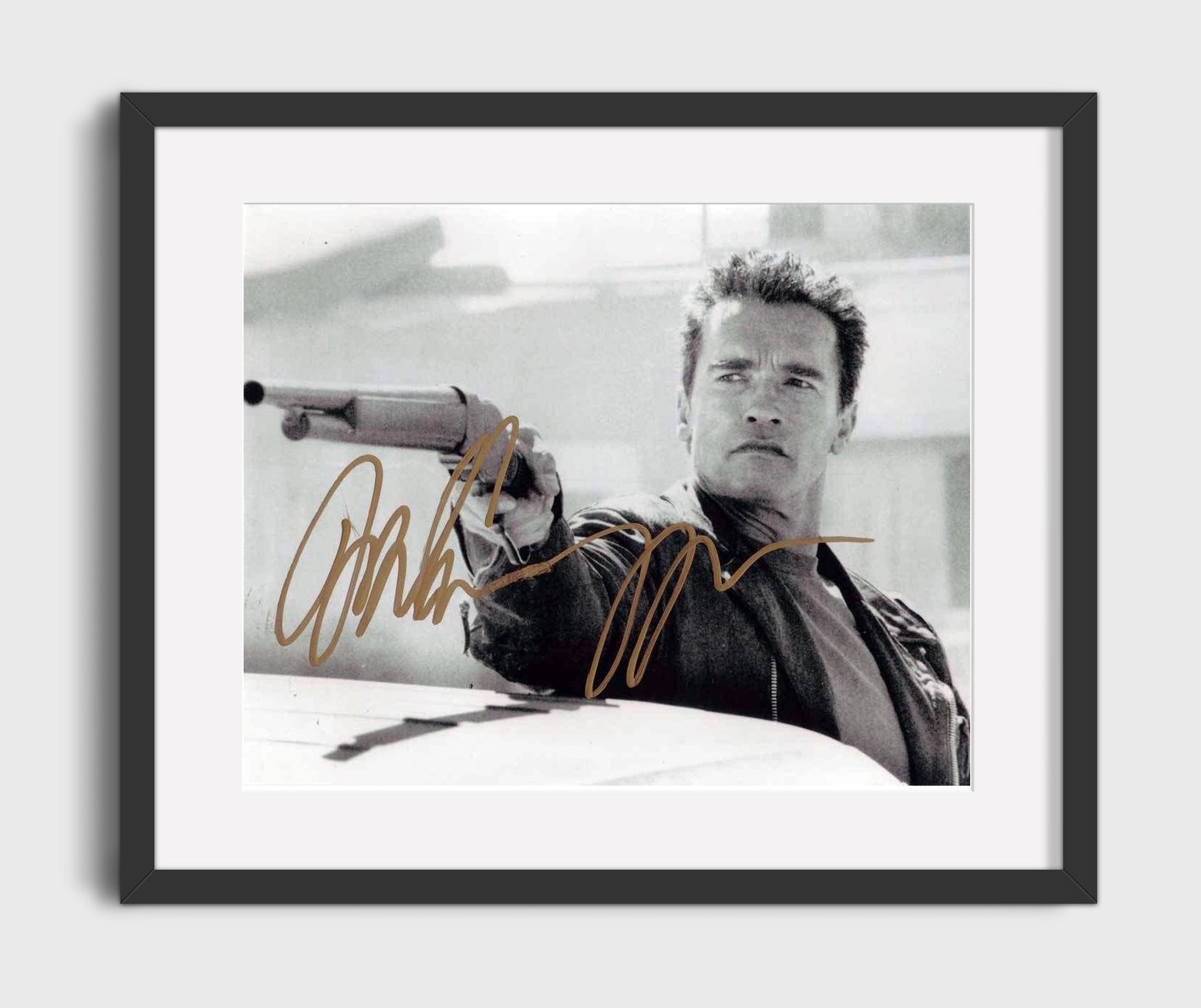 Terminator 2_ Judgment Day - Arnold Schwarzenegger - T-800 - Shotgun biker stance movie wall art 16x20 Gallery Frame