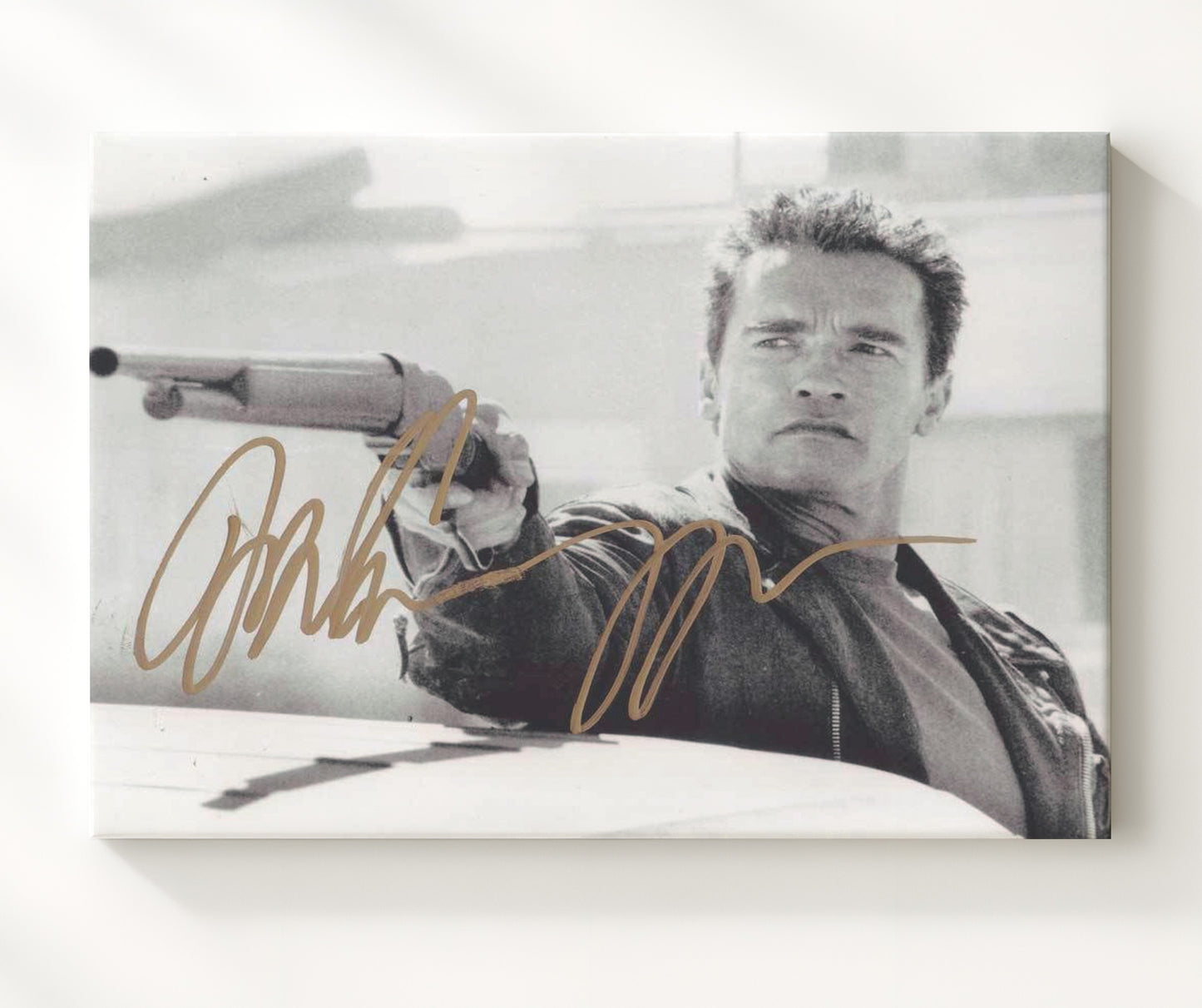 Terminator 2_ Judgment Day - Arnold Schwarzenegger - T-800 - Shotgun biker stance movie wall art 20x24 Canvas